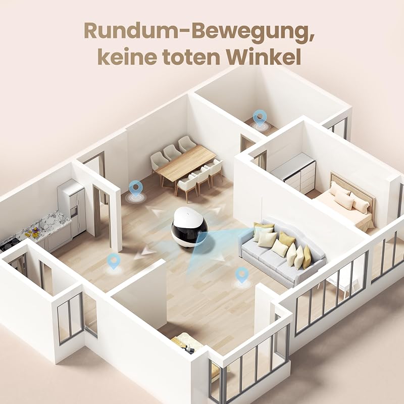 Air 2 FamilyBot-Intelligenter 2K Überwachungskamera Roboter mit Selbstaufladung,Patrol Roboter für die Heimüberwachung,Kabellose Hundekamera&Katzen Kamera mit Nachtsicht,2-Wege-Audio (Weiß)