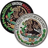 EmWoot 2PCS Mexico Mexican Emblem Patch Embroidered Tactical Military Morale Patch Hook and Loop(White and Black)