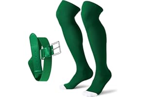 XZQTIVE Baseball Socks and Belt Combo,Over the Knee Softball Socks and Belt,Knee High Football Socks for Kids Youth Adults