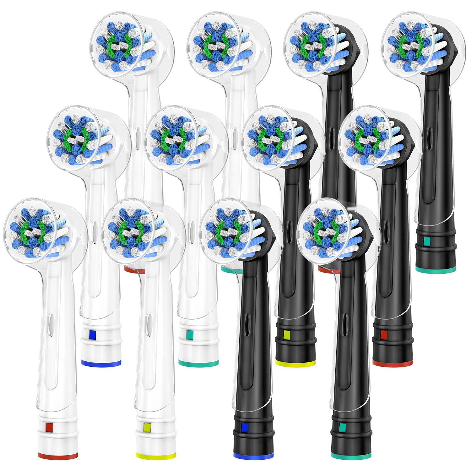 Trustnice 電動歯ブラシ 替えブラシ ブラウン オーラルB 用の 互換ブラシ マルチアクションブラシ braun oral b 対応 歯ブラシ 替え 歯垢除去 家庭用 プレゼント 白+黒 12本 の商品画像