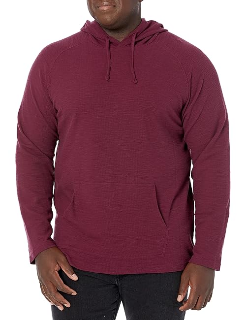 Amazon Essentials Men's Pullover Hoodie, Long-Sleeve Slub Thermal, Burgundy, Medium Tall (Previously GoodThreads)