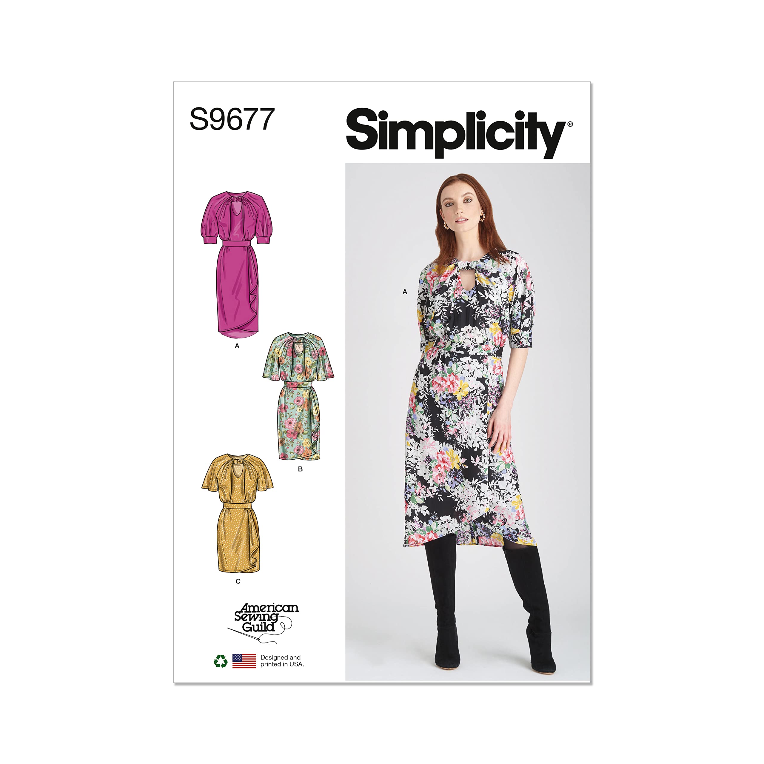 Simplicity SS9677H5 Misses' Dresses with Sleeve and Length Variations - Designed for American Sewing Guild H5 (6-8-10-12-14)