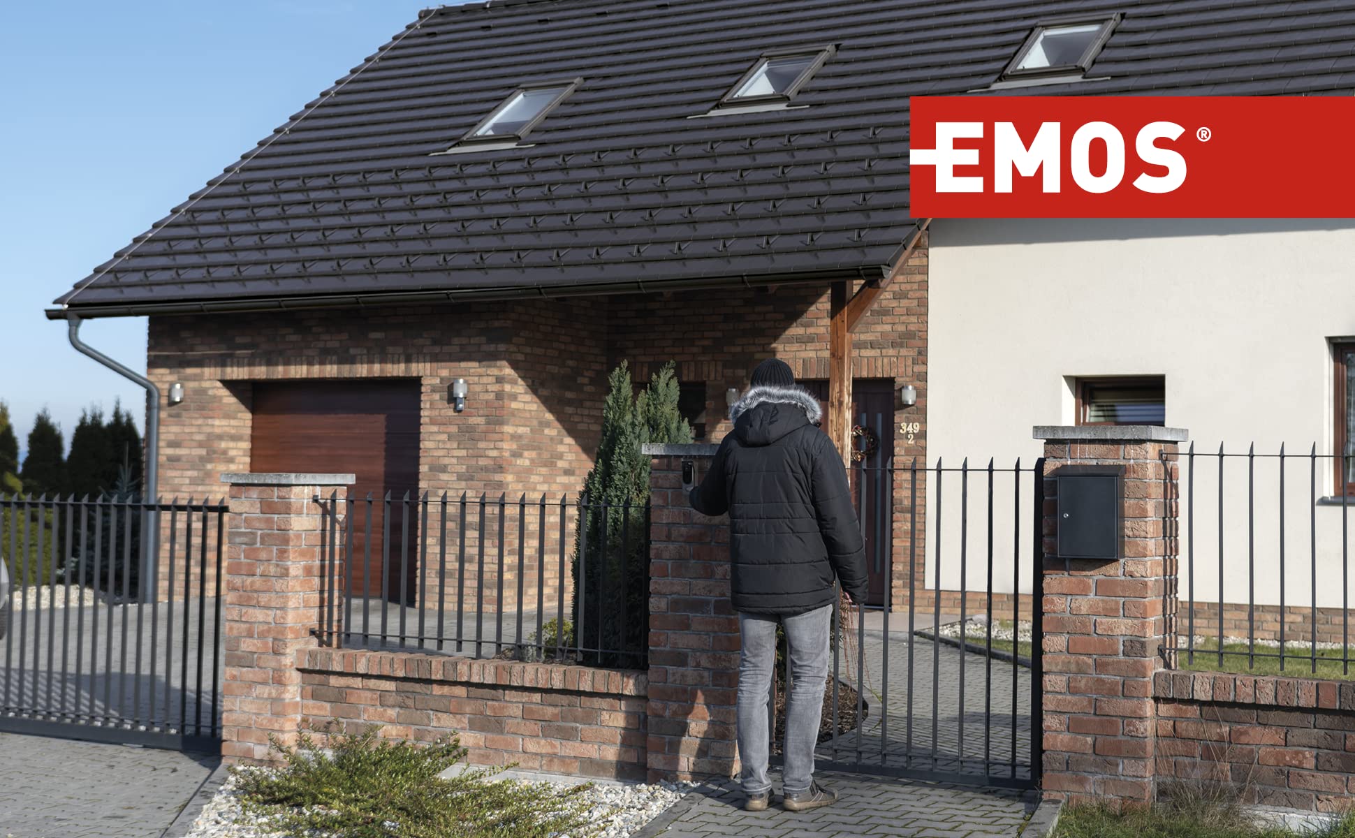 EMOS wasserdichter Klingelschalter mit Wippe, grau-schwarze Farbe, 250 V~/10 AX, Kunststoff, Aufputz zur Wandmontage, Schutzklasse IP54 für Außen 6