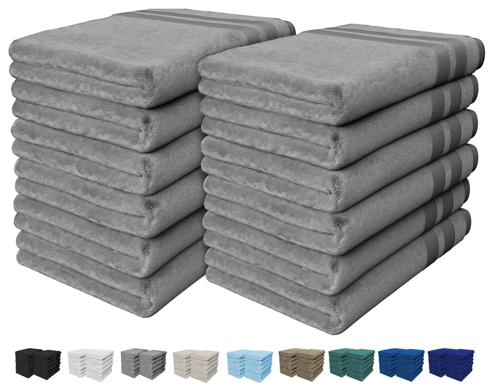 Vozbi Flannel Face Cloth - Cotton Washcloths Set - 30 x 30 cm, 100% Ring Spun Cotton, Premium Quality Face Towels, Highly Absorbent and Soft Feel Fingertip Towels (12 Pack - Grey)