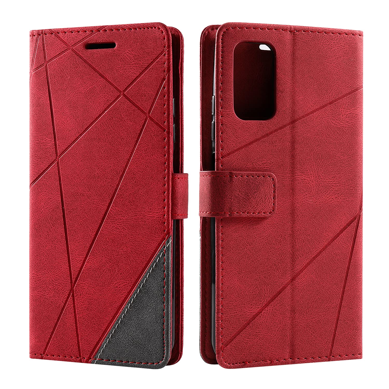 SONWO Case for Galaxy A03S Case, Premium Leather Flip Wallet Case Magnetic Closure Card Slots kickstand Phone Case for Galaxy A03S, Red