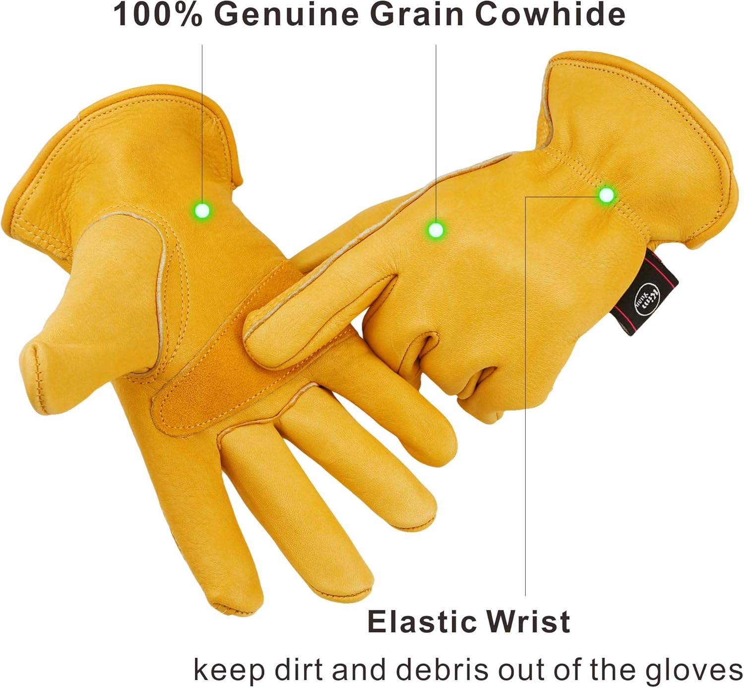 KIM YUAN Leather Work Gloves for Gardening/Cutting/Construction/Motorcycle, Men & Women, Elastic Wrist with Palm, M/L/XL (XXL) 1 Pair - Image 3