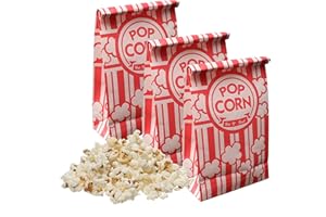Keriqi Popcorn Bags, 2 oz Flat Bottom Paper Popcorn Bags for Family Movie Night Baseball Themed Carnival Christmas Birthday Party 100 Pcs