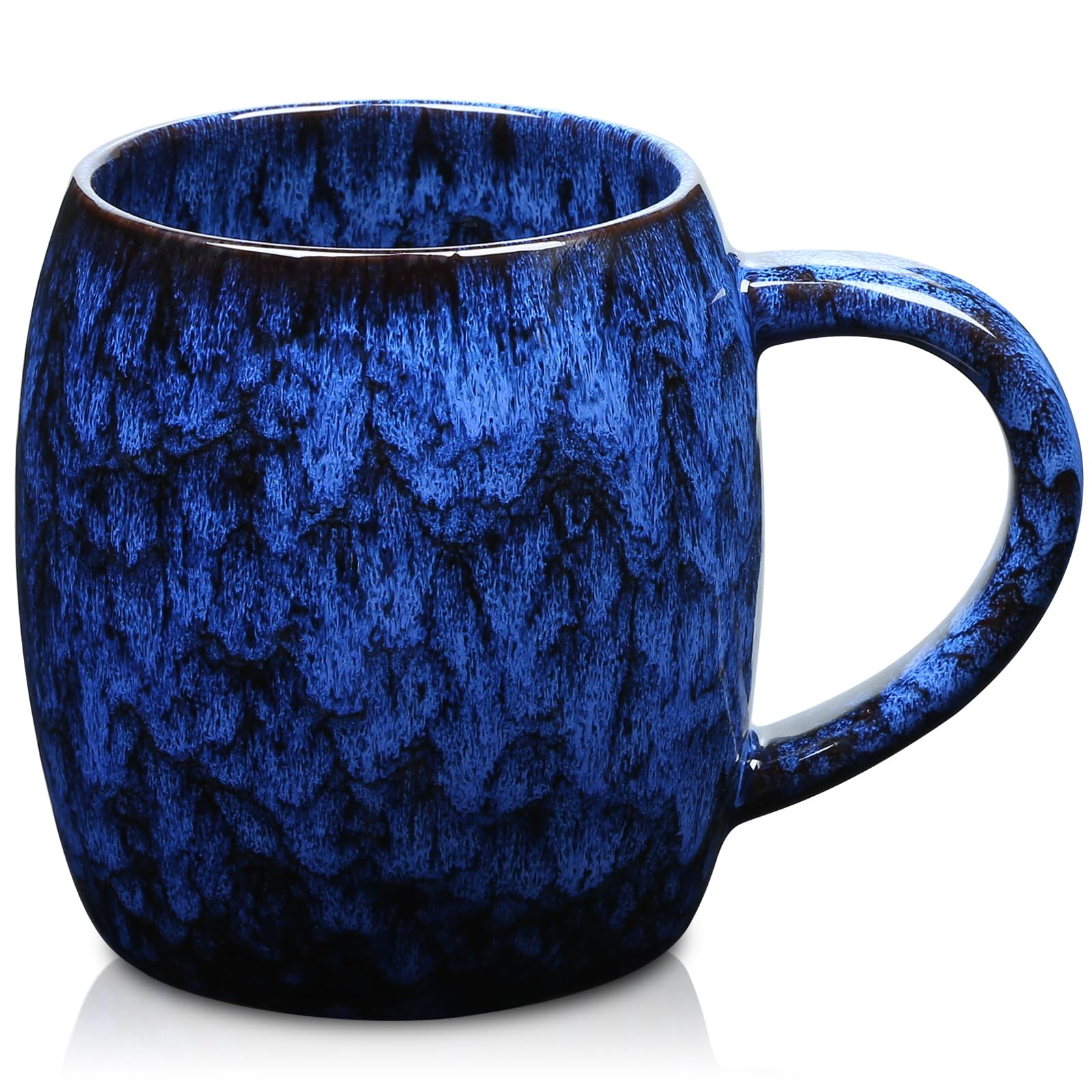 750ml Extra Large Ceramic Coffee Mug, 26 Oz Handmade Glaze Oversized Tea Cup for Office and Home, Microwave and Dishwasher Safe, Unique Texture Glaze Mugs with Big Handle for Milk Cocoa (Dark Blue)