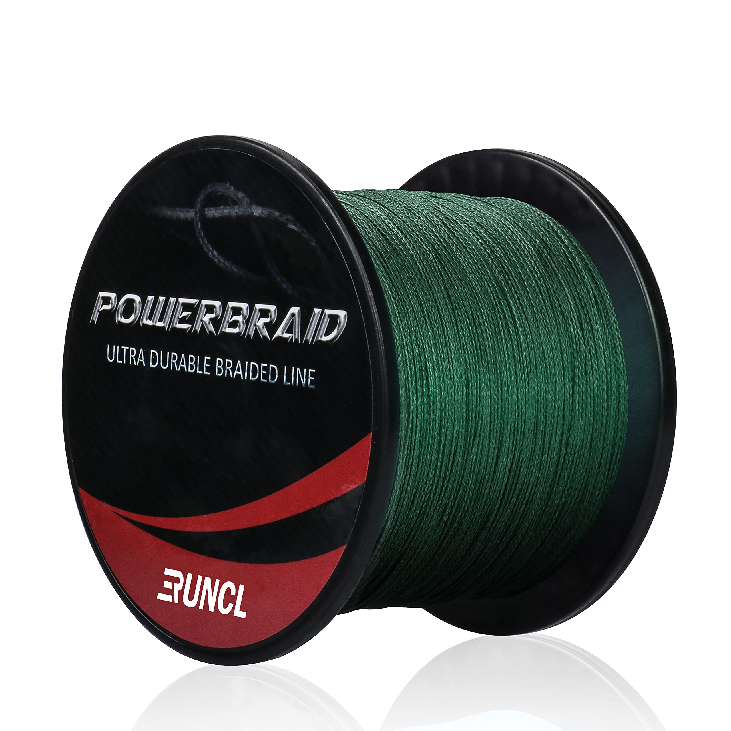 Photo 1 of RUNCL PowerBraid Braided Fishing Line, Ultra Durable Braided Line 8 Strands - Seamless Weaving Tech, Enhanced Coating Tech, Round Profile, Zero Stretch (Moss Green, 300Yds, 20LB(9.1kgs))