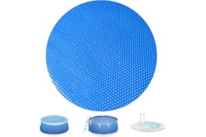 KETNET 12 Ft Bubble Solar Pool Covers Blankets for Round Inground Above Ground Circular Swimming Pool Hot Tub Spa Solar Floating Thermal Covers Blanket Mat (12 Foot)