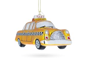BESTPYSANKY Yellow Taxi Blown Glass Christmas Ornament