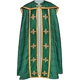 Ocpiley Catholic Pastor Chasuble Mass Vestments Robe Unisex Church Minister Priest Liturgical Celebrant Cross-Print Cape