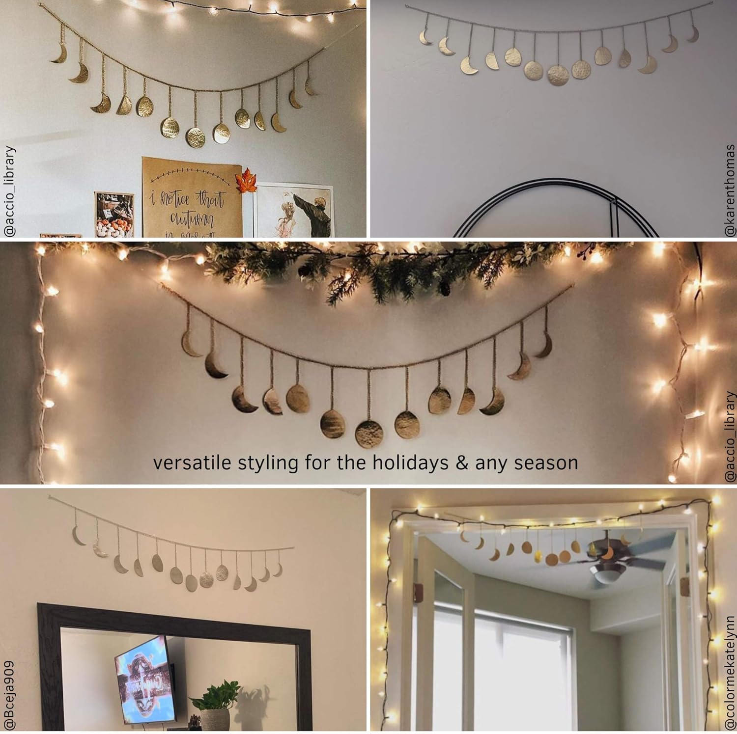 Moon Decor Wall Decorations | Handmade Hammered Detailing | Boho Accents Wall Decor | Moon Phases Wall Art | Moon Phases Wall Hanging | Bohemian Decor for Bedroom, Home, Living Room Apartment: Everything Else