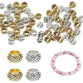 YAFIYGI 100Pcs Bead Spacers Large Hole for Jewelry Making Tibetan Metal Rondelle Beads with Big Holes Cord Beads for Leather Crafts DIY Bracelets Necklaces and Handmade Projects