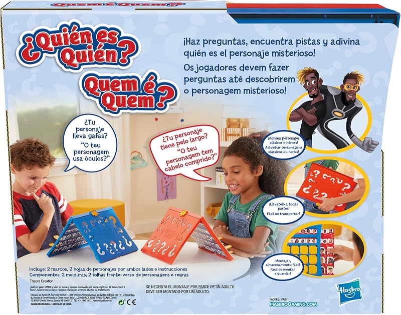 Quem é quem? - o clássico jogo de adivinhação do personagem - jogo de tabuleiro para meninos e meninas a partir dos 6 anos - para 2 jogadores (versão em espanhol e português)