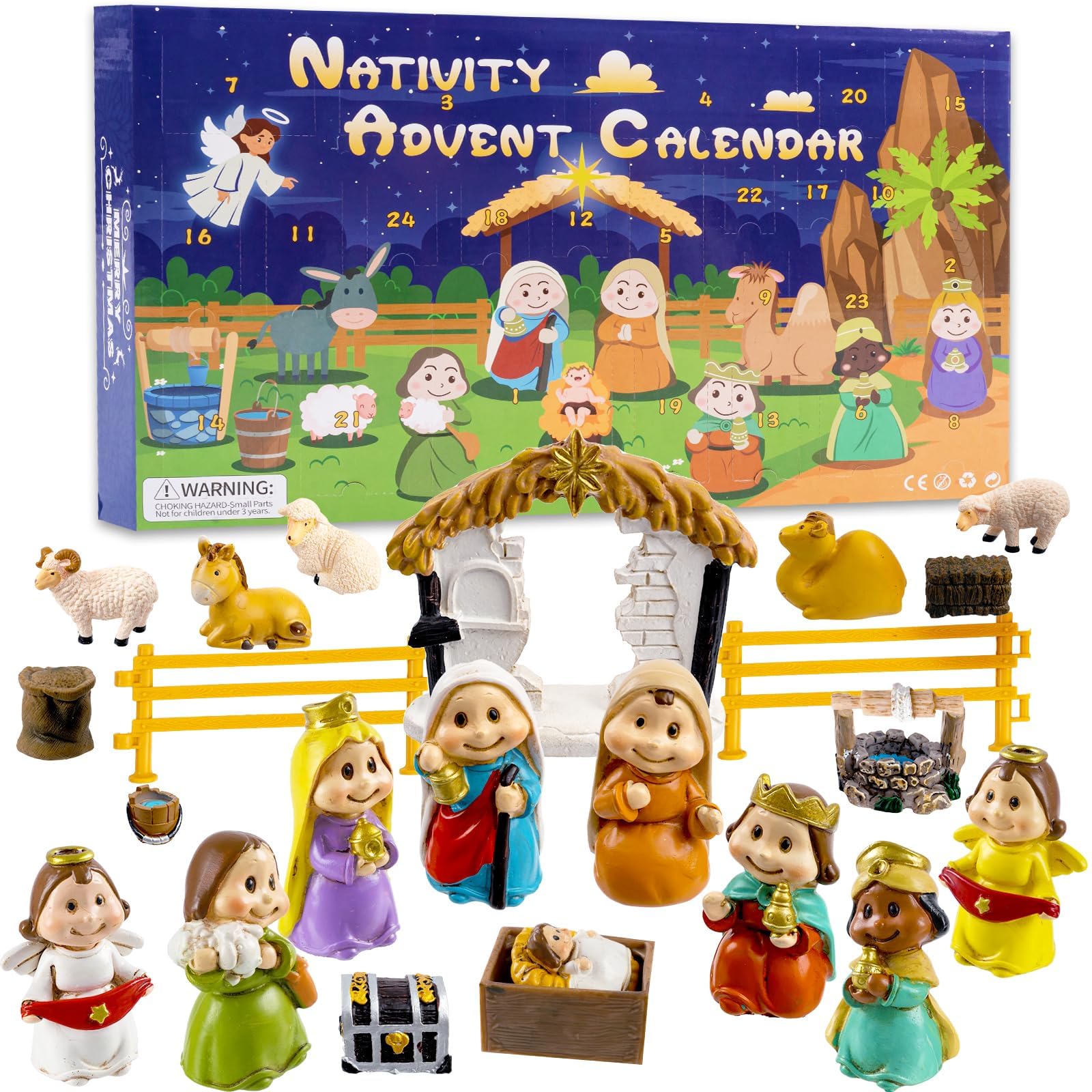 Nativity Advent Calendar 2025 24 Days Nativity Scene Figurines Set for