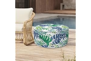 Melody Elephant Outdoor Inflatable Stool, All Weather Portable Footrest, Furniture Stool Ottomans for Home Garden Beach, D31'xH14', Islamorada Blue Green