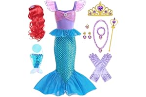 Huutiomys Little Girl Luxury Mermaid Costume Princess Dress for Girls with Accessories