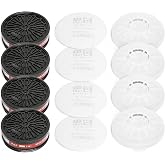 Replaceable Filter Cartridges Set - P-A-1 LDY3 Dual Respirator Filters - Fits Full Face Masks 80mm - 4 Carbon Filter Cartridges, 4 Cotton Filters, 4 Filter Covers. (4 Sets)