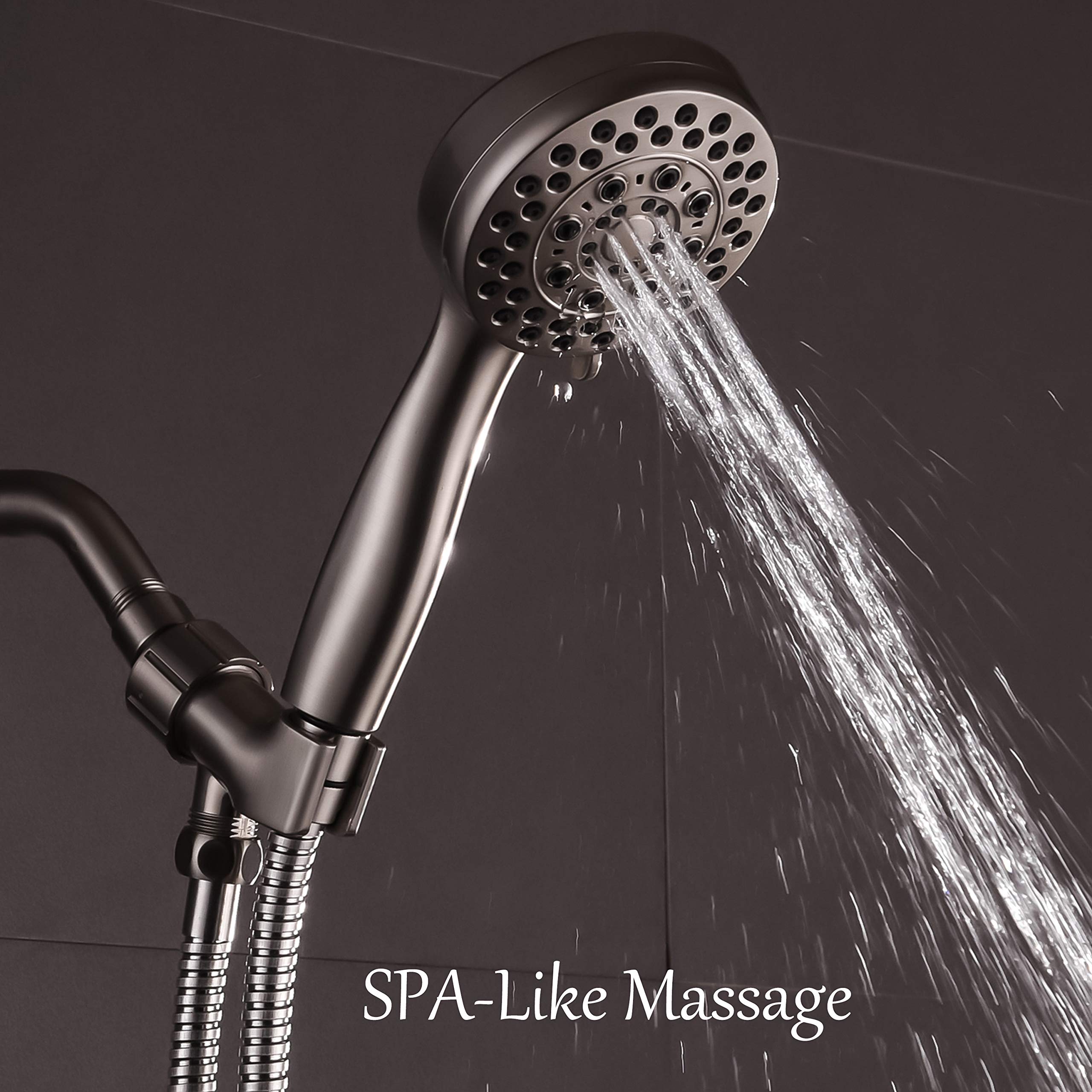 Brushed Nickel 5Function Handheld Shower Head with Hose and Bracket
