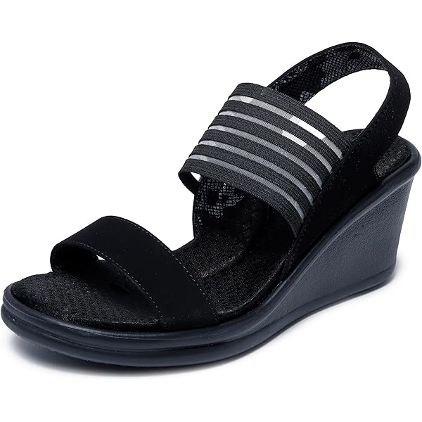 Skechers Cali レディース ランブラーズ ブラック ウェッジサンダル SKECHERS スケッチャーズ サンダル レディース 靴 黒 ブラック