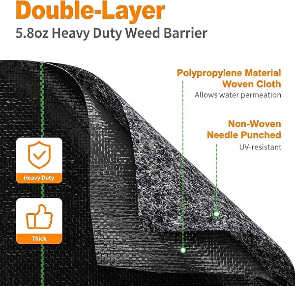AMAGABELI 5.8OZ 4FT X 100FT WEED BARRIER LANDSCAPE FABRIC DOUBLE LAYER GARDEN CLOTH HEAVY DUTY WEED CONTROL BLOCKER MAT GARDENING GROUND COVER DURABLE WOVEN GEOTEXTILE FABRIC DRIVEWAY UNDERLAYMENT
