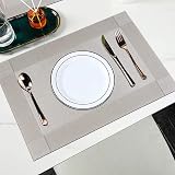 Homcomodar Silver Table Mats and Coasters Set of 6 Grey PVC view 6