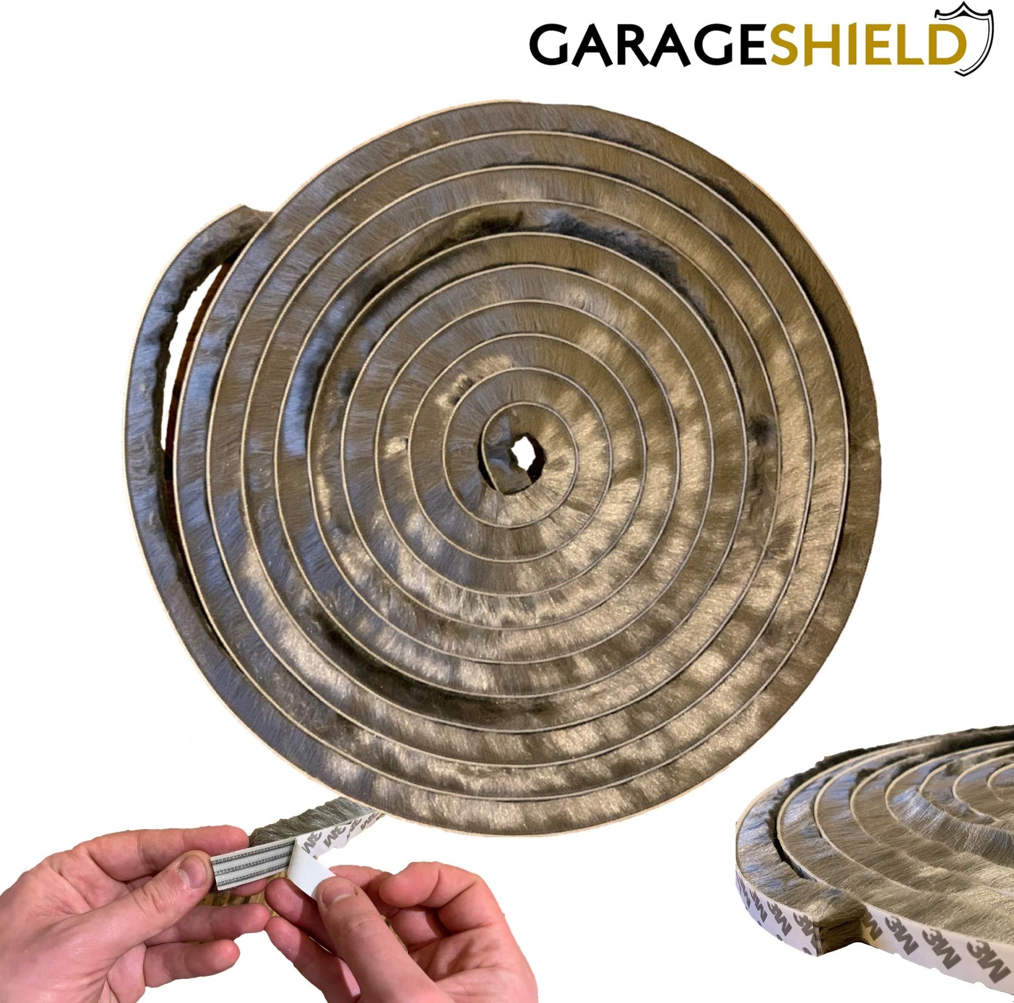 Garage Door Draught Excluder Brush Seal - Self-Adhesive Strip for Double Doors Windows Weather Stop (14M)