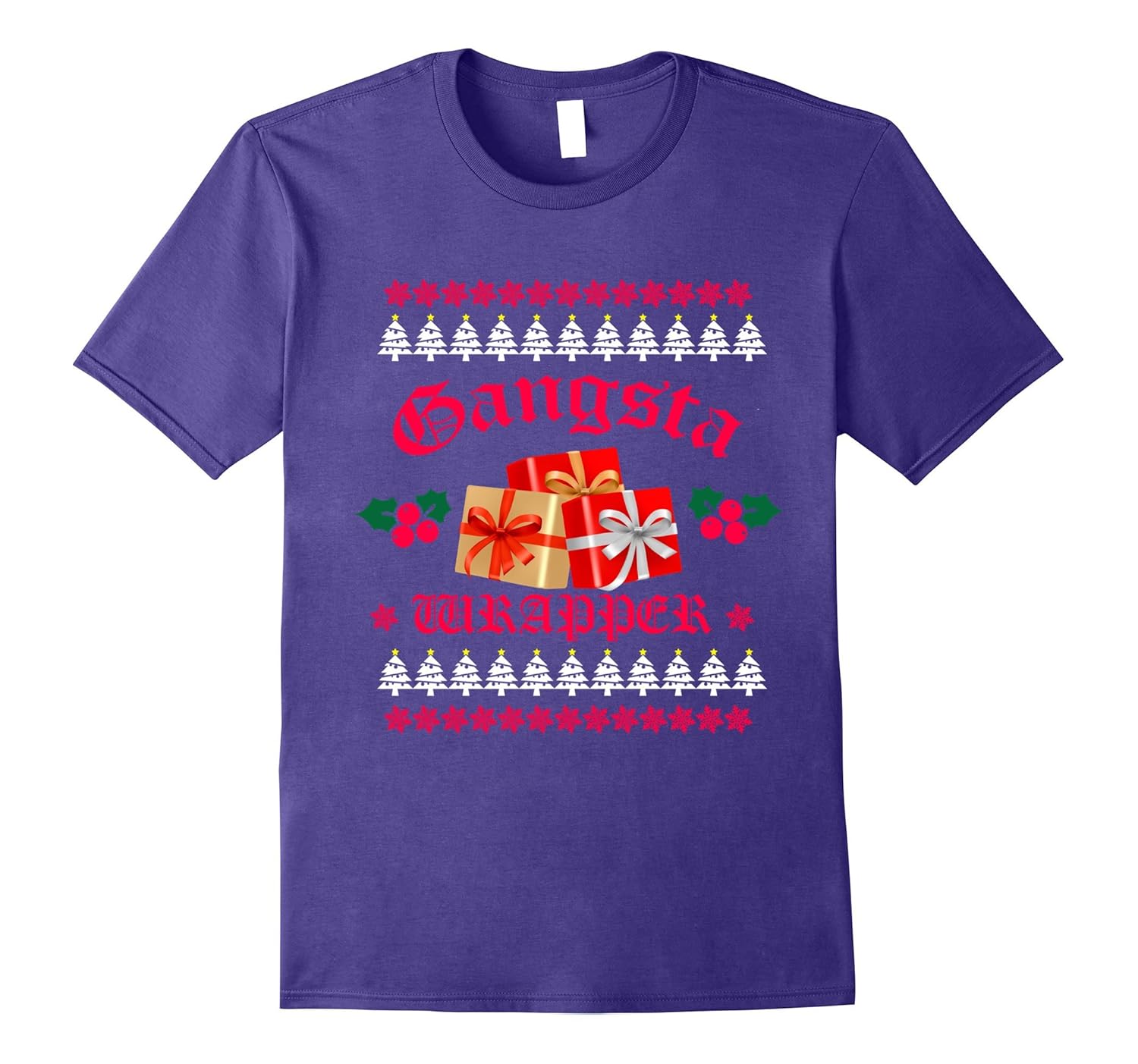 Gangsta Wrapper Christmas T-Shirt Gift Funny Gangster Rapper-Rose