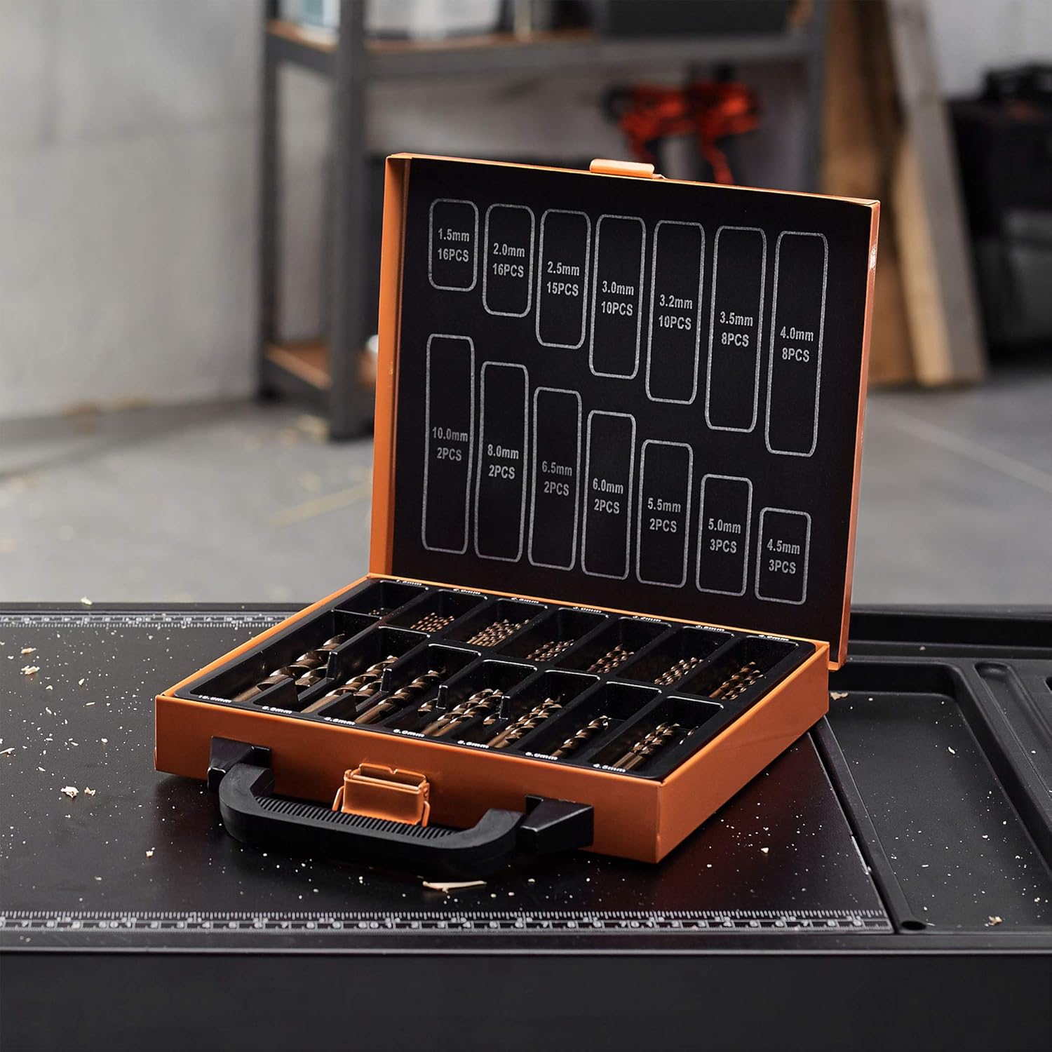 VonHaus HSS Metal Drill Bit Set including Carry Case Organiser, 99 Pcs 1.5-10 mm High Speed Steel Bits Cobalt Coated Steel - Image 3