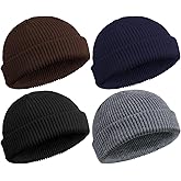 SATINIOR 4 Pieces Trawler Beanie Watch Hat Roll up Edge Skullcap Fisherman Beanie Unisex