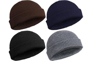 SATINIOR 4 Pieces Trawler Beanie Watch Hat Roll up Edge Skullcap Fisherman Beanie Unisex