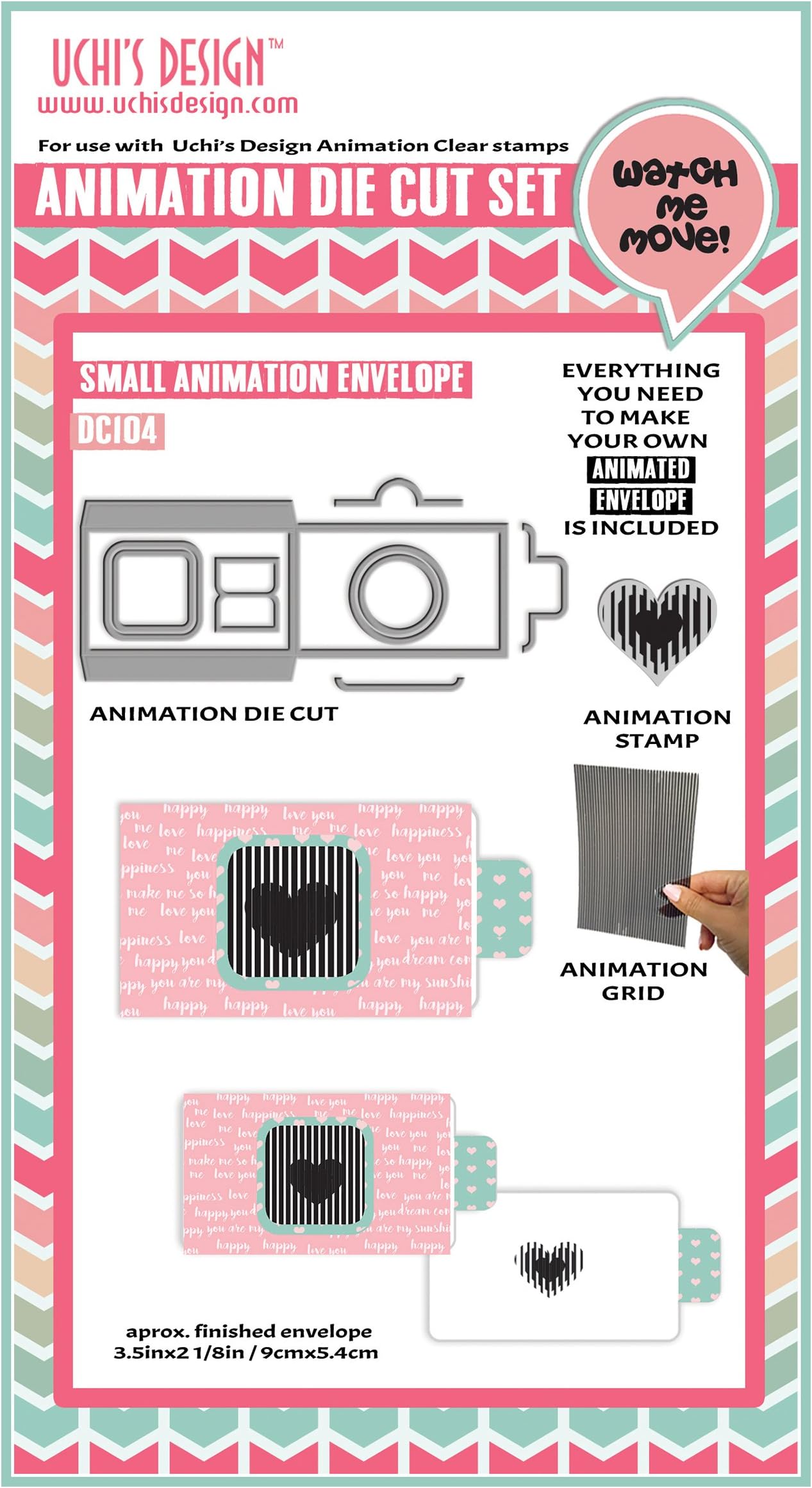 Uchis Design Animation Card, Die Cuts & Clear Stamp Combo (7.6 x 10 cm)
