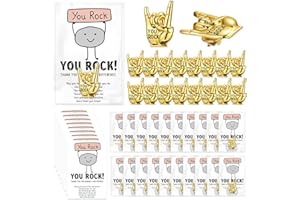 Zeyune Employee Appreciation Gifts Bulk You Rock Pins Christmas Team Gifts for Employees Staff Bulk Coworker Stocking Stuffers Employee of The Month Lapel Pin Thank You Cards Bags
