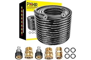POHIR 100ft Pressue Washer Hose 4000 PSI, High Power Washing Hose, Replacement Hose with M22 Extension Adapter and 4pcs M22 14mm to 3/8 Quick Connect
