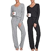 Ultra Performance 2 Pack Womens PJ Pajama Sets PJ’s Pajamas Pants Set's Ladies Soft Lounge Pjs Pajama’s For Women Set