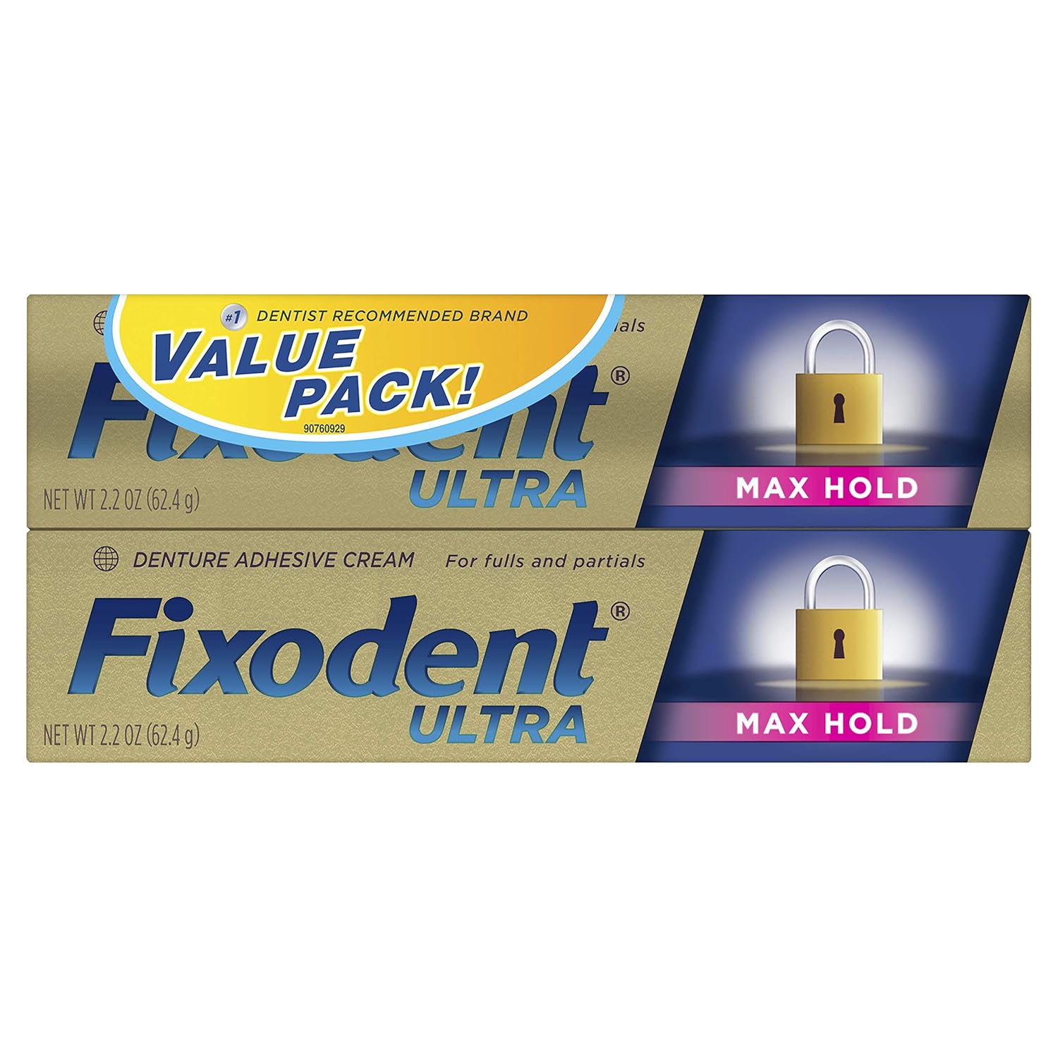 Fixodent Ultra Max Hold Denture Adhesive, 2.2 Ounce, Pack of 2: Beauty