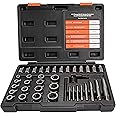 UYECOVE 40 Pcs Screw Extractor Set, 2-in-1 Hex Head Multi-Spline Lug Nut Remover, 3/8 Inch Drive Easy Out Bolt Extractor Set for Removing Stripped, Rounded, Damaged, Broken Studs Bolts Screws