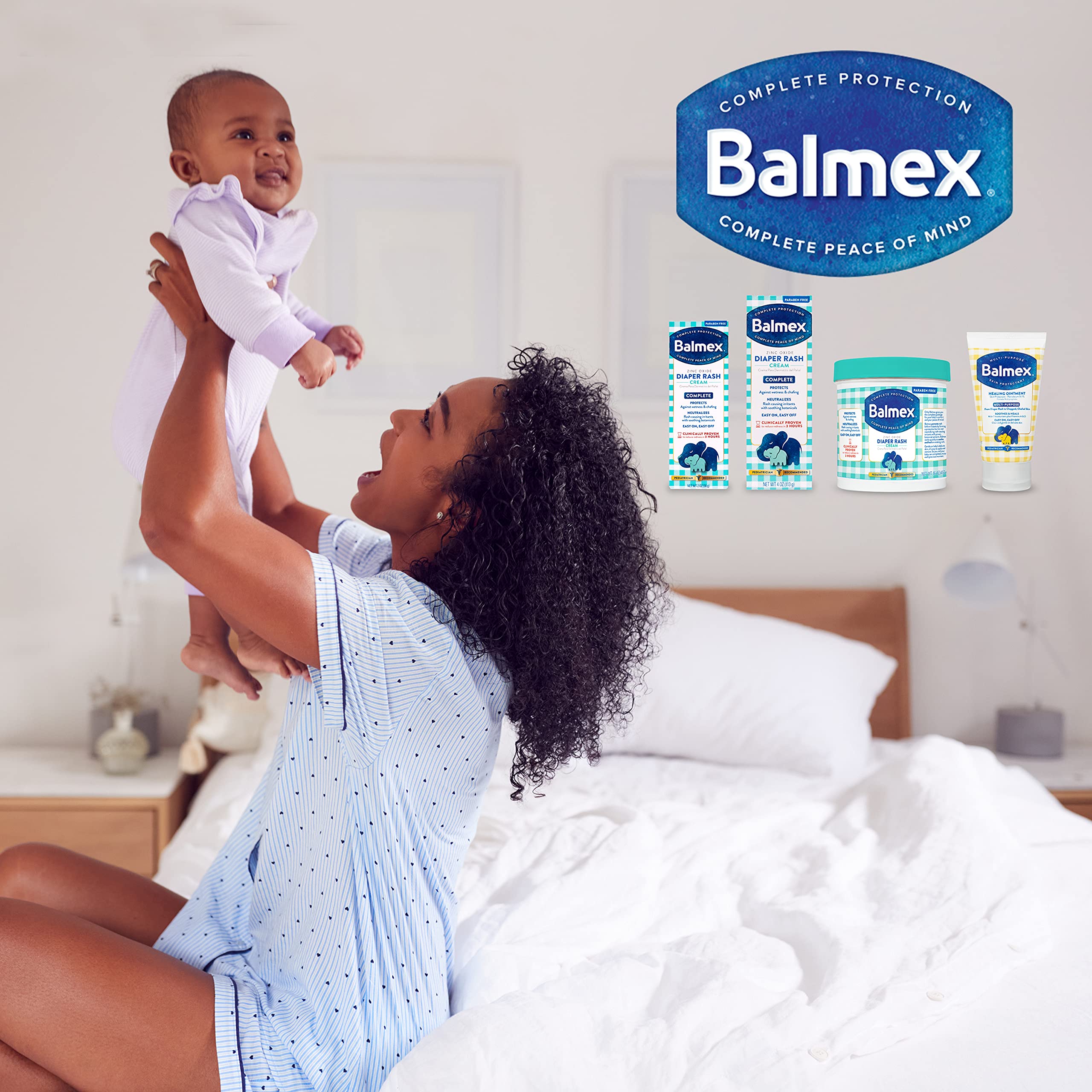 Balmex Complete Protection Baby Diaper Rash Cream with Zinc Oxide + Soothing Botanicals, 4 Ounce