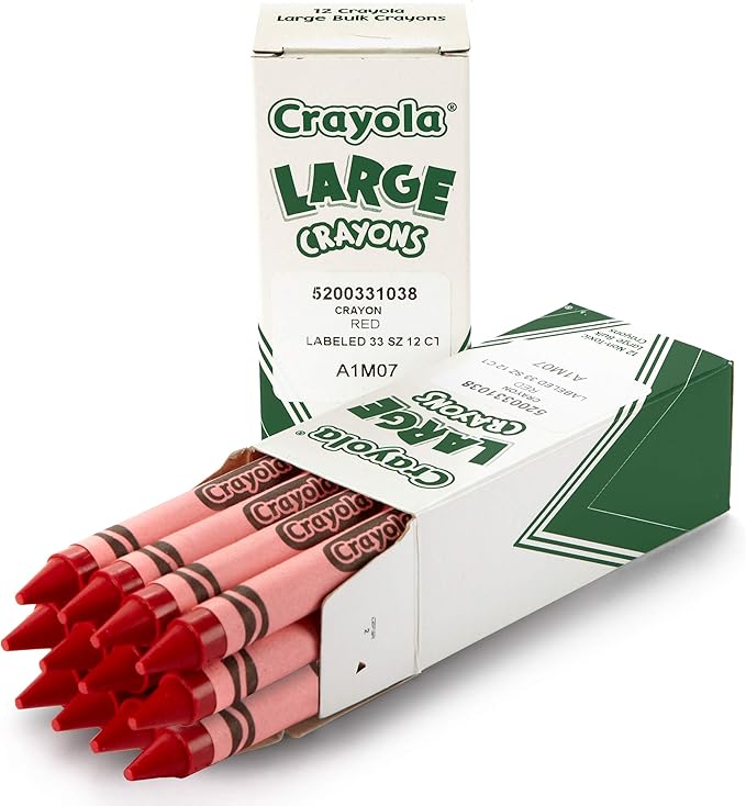 Crayola; Large Crayons, Red; Art Tools; 12 ct. Bulk Crayons; Bright