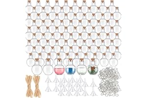Bokon 25 Pack 1oz Plastic Mini Potion Bottles with Corks Spherical Small Sand Art jar Tiny Clear Ball Shape Liquor Bottles Bulk Wishing Vial for Birthday Halloween Party Favor DIY Crafts Gift