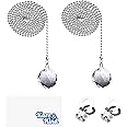 Kare Kind Crystal Ball Ceiling Fan and Light Pull Chains - 2x Crystal Ball Pull Chains Set - Elegant Crystal Ball with 1M Pull Chain - For Ceiling Fans and Light - Pull Extenders - Home Use, Gift