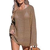 CUPSHE Women's Swimsuit Cover Up Crochet Bathing Suit Mesh Swimwear Knit Pullover Beach Dress