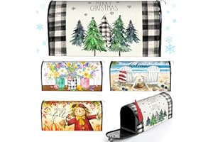 Blosssound 4 Pcs Mailbox Covers Standard Size 18 x 21 Inch Welcome Christmas Winter Spring Summer Fall Seasonal Magnetic Mailbox Covers Wraps for Holiday Garden Yard Outdoor Decor(Scarecrow)