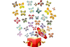 Chenkaiyang 30pcs Flying Butterfly Toy, Bright Colors Butterfly Card Wind Up Butterfly Toys Magic Flying Butterfly Surprise Gift, 30 Style