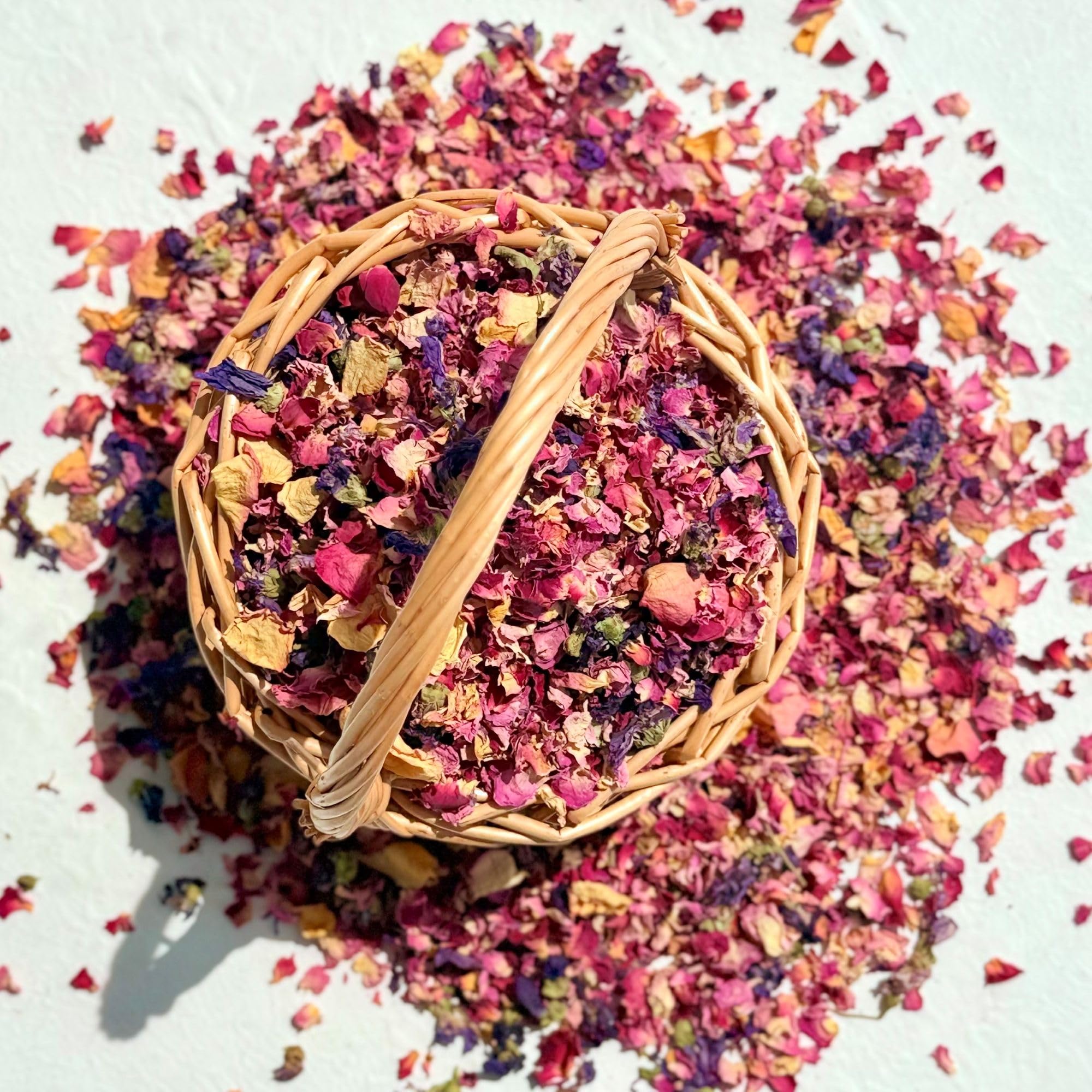 'Fairy Festival' 1 Litre Bright Pink Peony, Pink Rose and Purple Mallow Wedding Confetti Eco Biodegradable Natural Flower Petals (333)