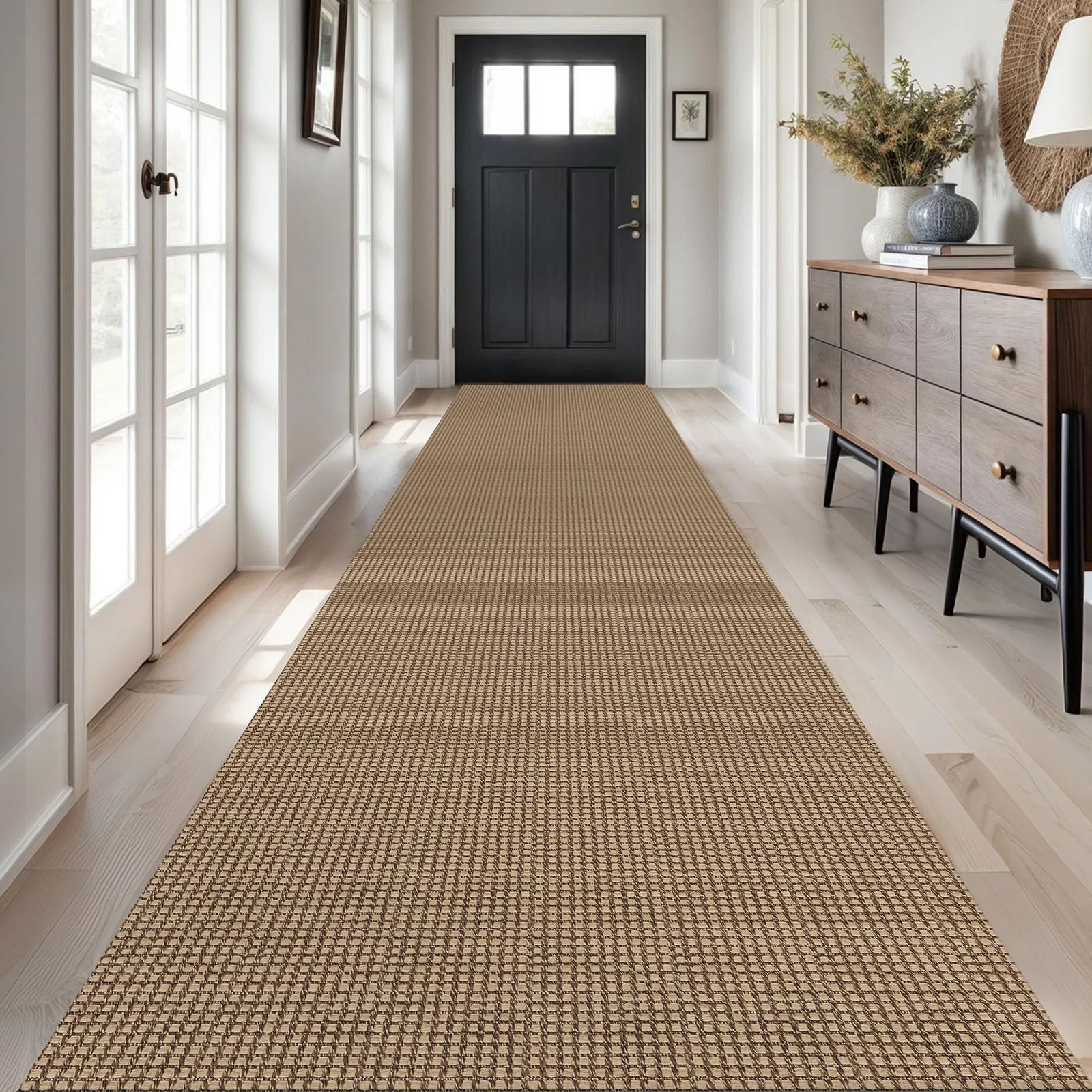 Photo 1 of Ivissy Braided Runner Rug 3x16 Ft Washable Runners for Hallways Non Slip Kitchen Runner Rug Cotton Long Entryway Runner Indoor, Woven Carpet for Hall Stair Entryway, Orange/Tan/Brown