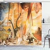 Ambesonne Jurassic Shower Curtain, Dinosaurs