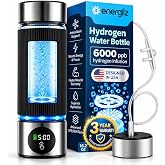 ENERGILZ Hydrogen Water Bottle | 16.2 oz (480 ml) Hydrogen Water Generator | 6000 PPB Hydrogenator Machine | SPE/PEM Ionizer Generator (Silver)