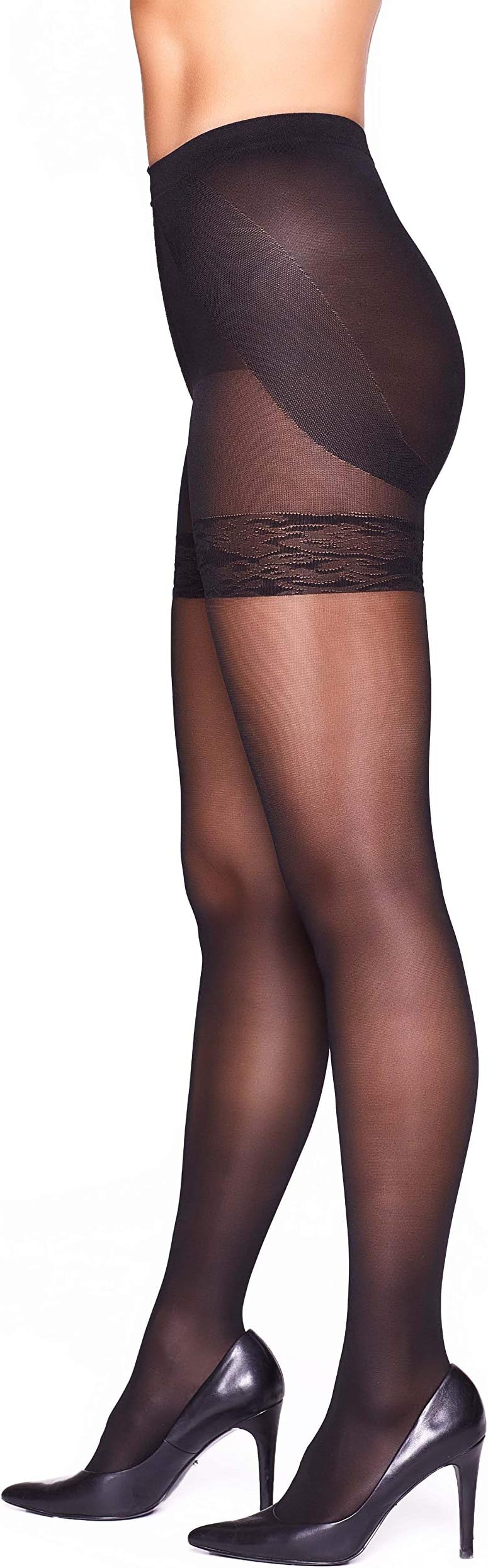 Hosetess COMPRESSION STOCKINGS, 8-15 mmHg 35 Denier Magic Lift Shapewear, Tummy Control Top Hosiery For Women, Comfortable Toe Support Tights better Blood Circulation